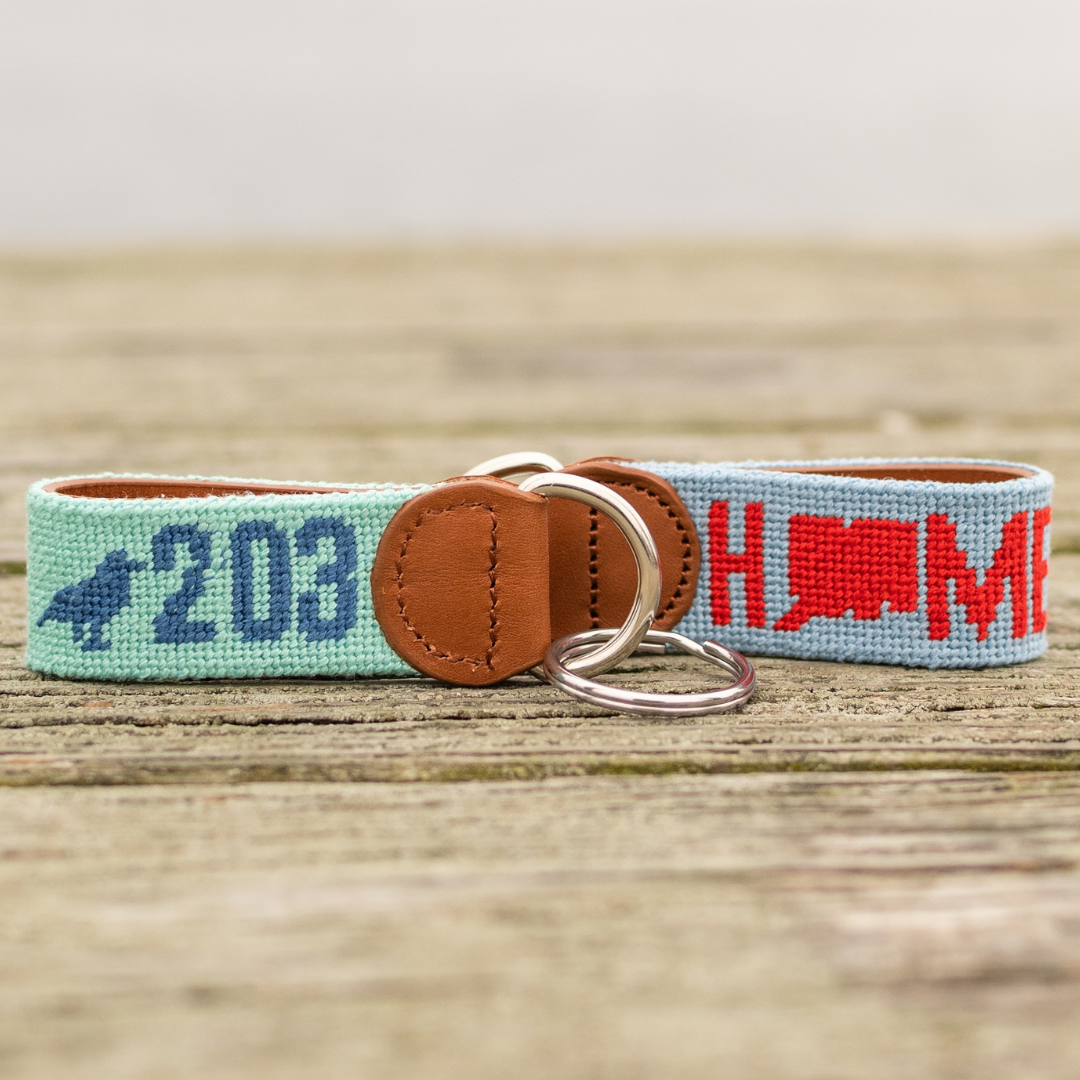 Connecticut Needle Point Key Chain – The Two Oh Three Connecticut Needle Point Key Chain – The Two Oh Three