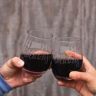 Home For The Holidays Stemless Wine Glasses